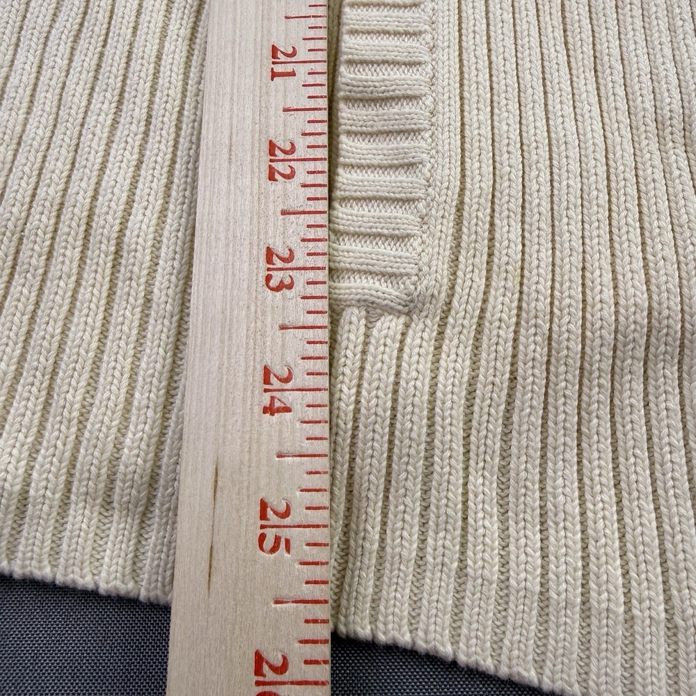 VTG Lauren Ralph Lauren Women's Size XL Ivory‎ Ribbed Cardigan Crest 100% Cotton - Picture 7 of 11